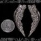 Antiqued Silver Plated Brass Huge Angel Wing Charms Pendants - One Set of Wings - S-P54